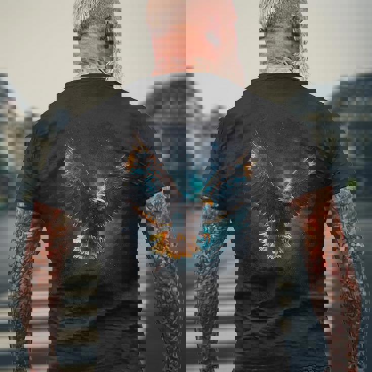 星空の雄大な鷲 メンズTシャツ バックプリント 高齢者への贈り物