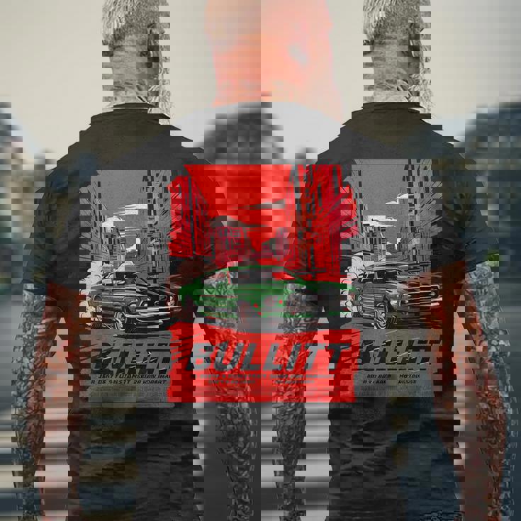 映画 ブリット マッスルカー イラスト メンズTシャツ バックプリント 高齢者への贈り物