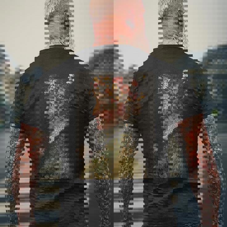 春のジュゼッペアルチンボルド絵画 メンズTシャツ バックプリント 高齢者への贈り物