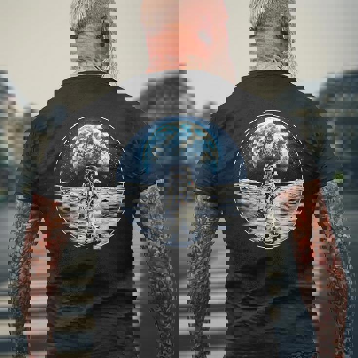 月面着陸 地球 グラフィック メンズTシャツ バックプリント 高齢者への贈り物