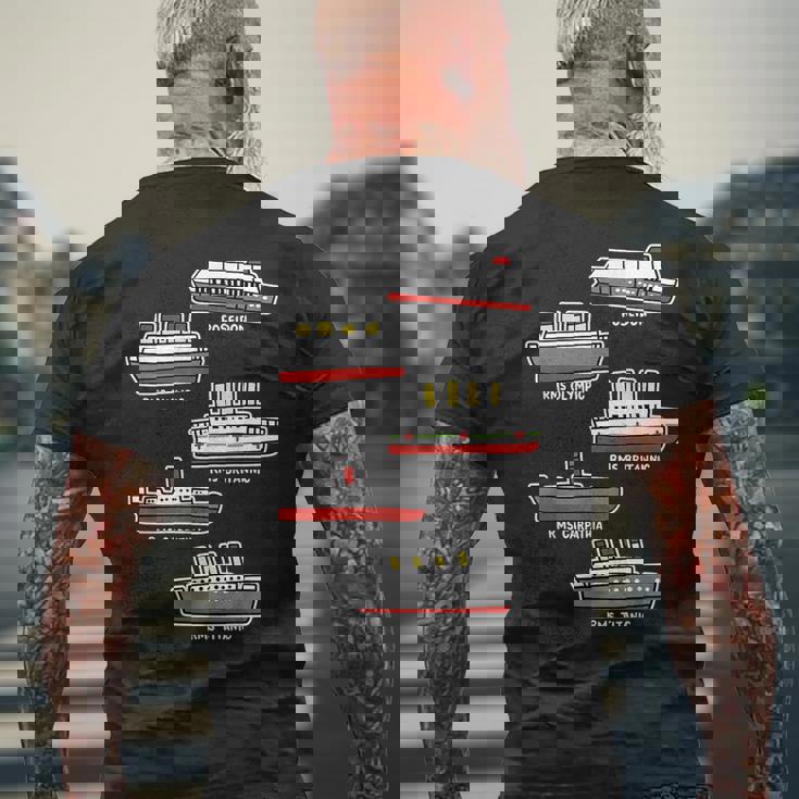 有名なクルーズ船 Rms タイタニック ブリタニック ポセイドン カルパチア メンズTシャツ バックプリント 高齢者への贈り物