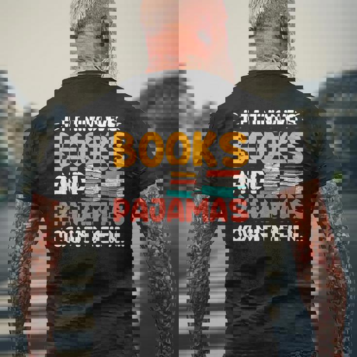 本やパジャマが関係するなら、おもしろい本好きの言葉 メンズTシャツ バックプリント 高齢者への贈り物