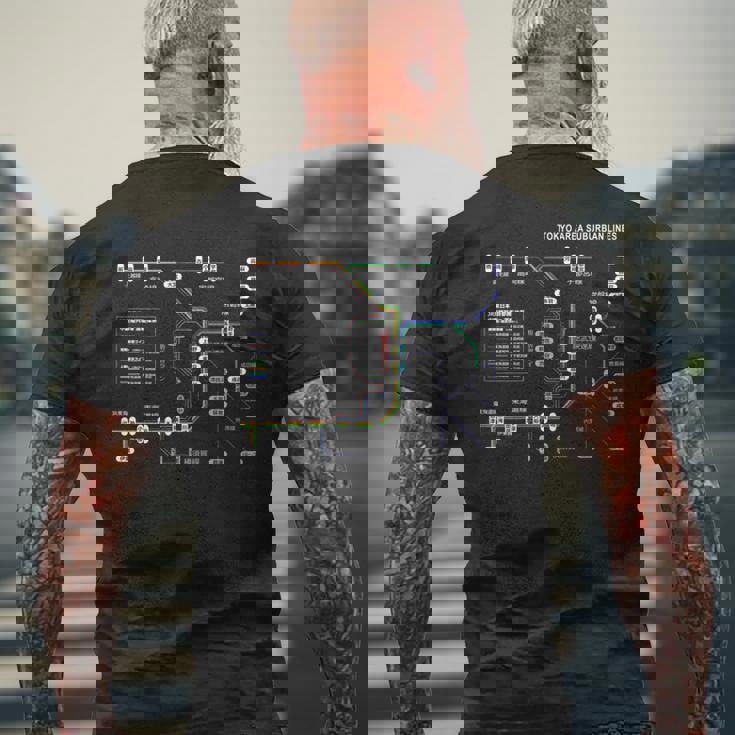 東京 日本 電車 近郊線 鉄道 – おみやげ 路線図 長袖tシャツ メンズTシャツ バックプリント 高齢者への贈り物