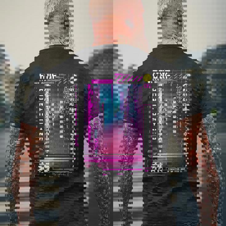 東京サイバーパンク ヴェイパーウェーブ 日本のレトロな雰囲気の美学 メンズTシャツ バックプリント 高齢者への贈り物