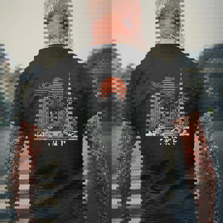 東京スカイライン 日本 富士山 ランドマーク 東京タワー お土産 メンズTシャツ バックプリント 高齢者への贈り物