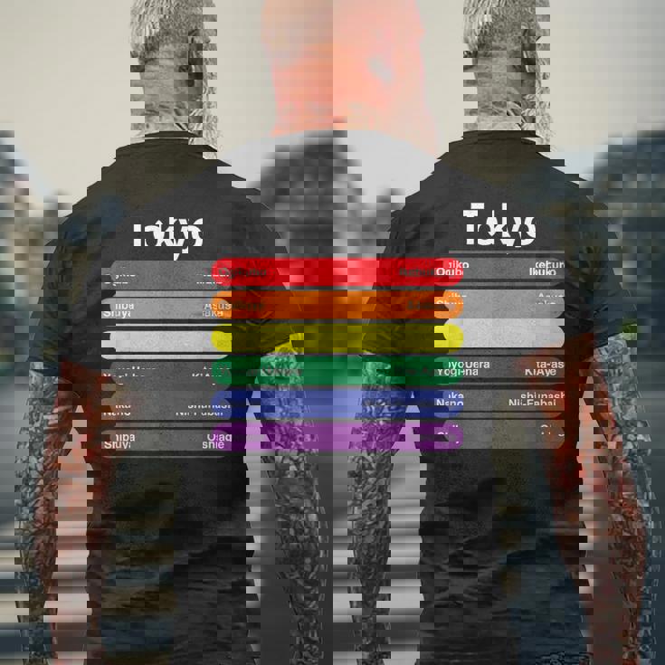 東京プライド レインボーフラッグ カラー メトロ鉄道 Lgbtq メンズTシャツ バックプリント 高齢者への贈り物