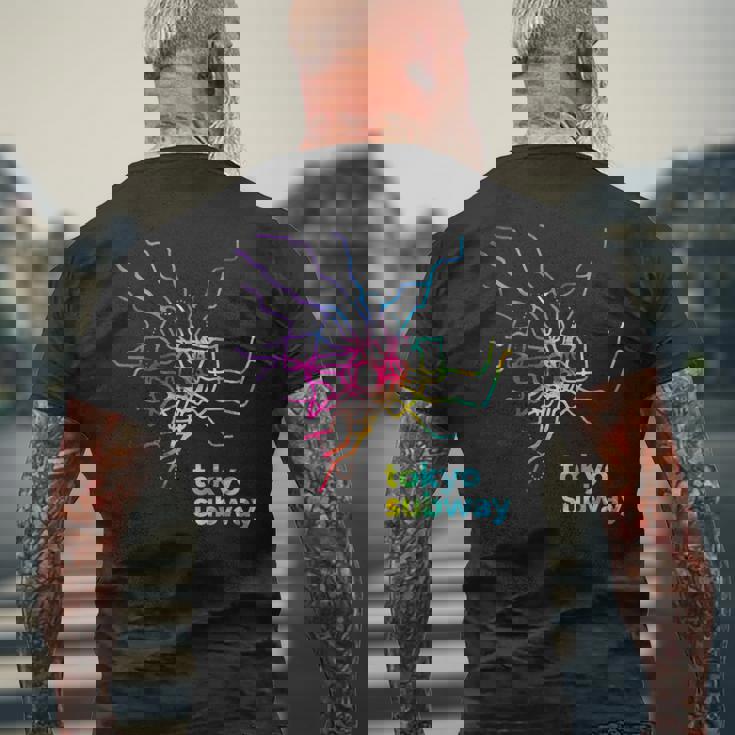 東京都メトロ地下鉄地図レトログルービー メンズTシャツ バックプリント 高齢者への贈り物