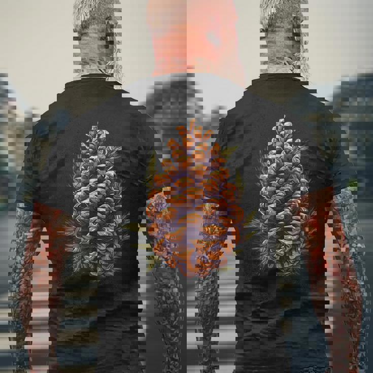 松ぼっくり好きのための涼しい秋の季節 メンズTシャツ バックプリント 高齢者への贈り物