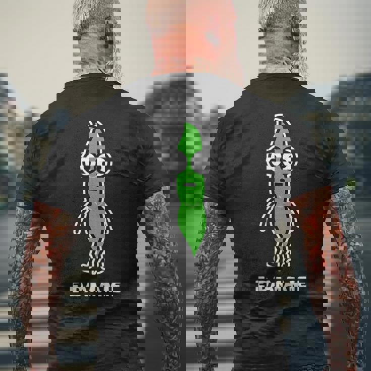 枝豆 えだまめ 顔 イラスト かわいい おもしろ 面白い 簡単 シンプル ゆるい 野菜 メンズTシャツ バックプリント 高齢者への贈り物