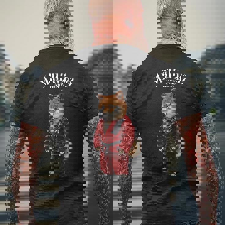 柴犬 柔道空手師 赤柔道師 メンズTシャツ バックプリント 高齢者への贈り物