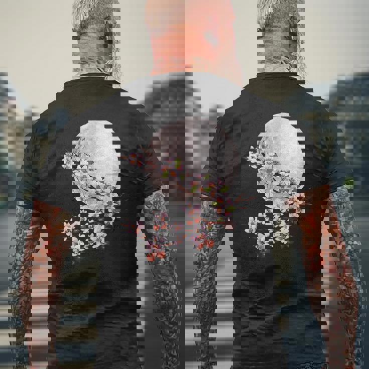 桜 花 満月 さくら 日本文化 メンズTシャツ バックプリント 高齢者への贈り物