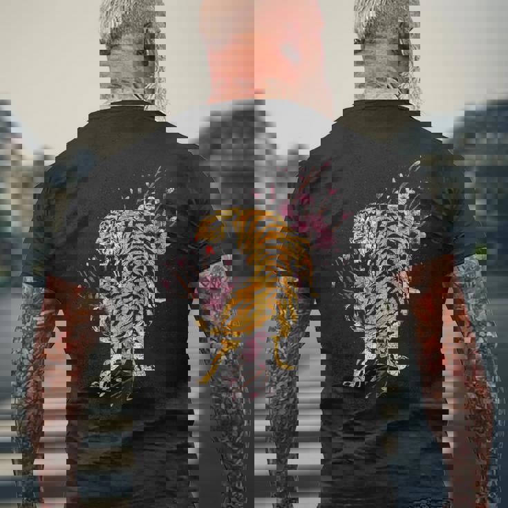 桜の虎 メンズTシャツ バックプリント 高齢者への贈り物