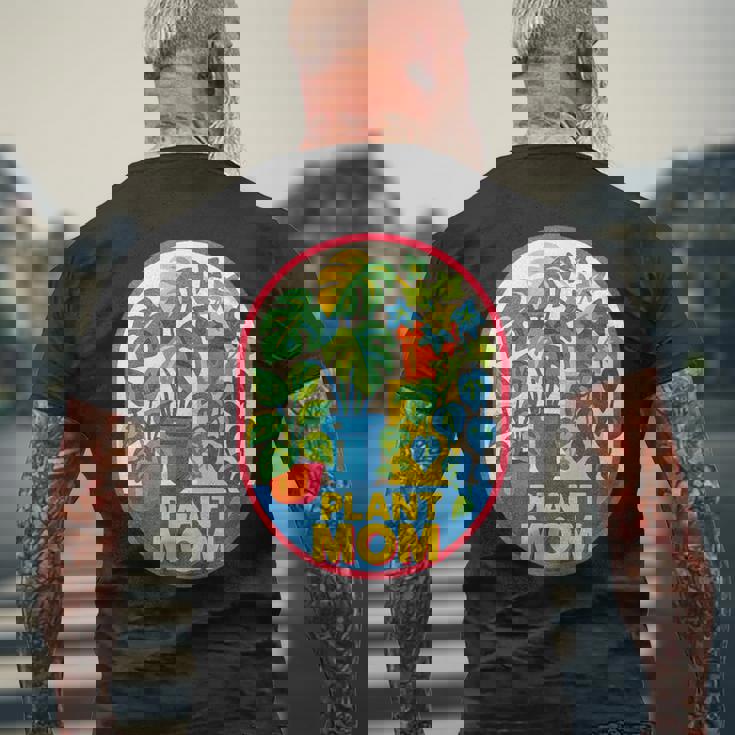 植物 ママ イラスト ポトス モンステラ 観葉植物愛好家 メンズTシャツ バックプリント 高齢者への贈り物