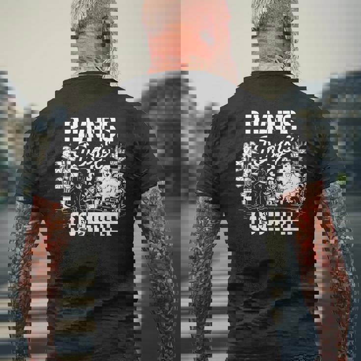 植物 犬 コーヒー おもしろ ガーデニング 犬好き ギフト メンズTシャツ バックプリント 高齢者への贈り物