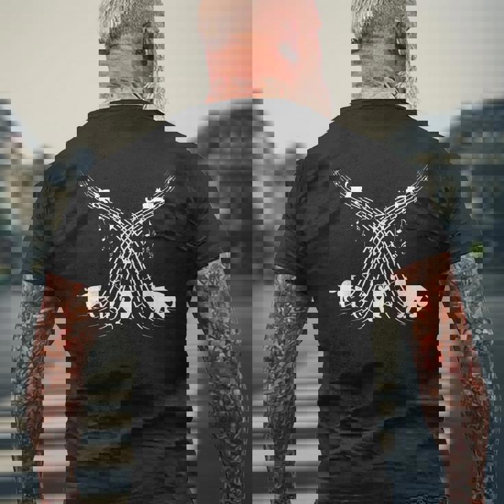 楽譜に猫を奏でる ノート 愛 音楽 メンズTシャツ バックプリント 高齢者への贈り物