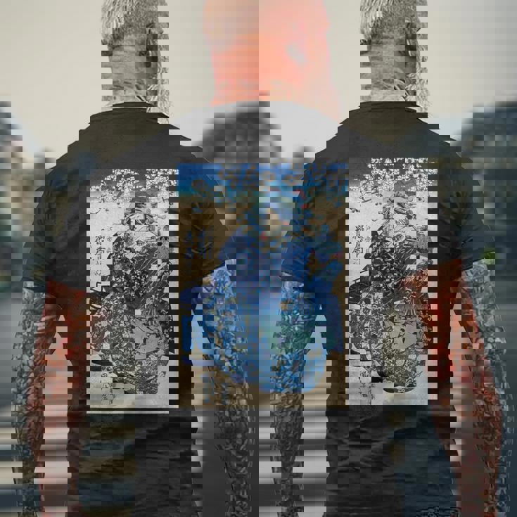 歌川国芳 ヴィンテージ 浮世絵優女 メンズTシャツ バックプリント 高齢者への贈り物