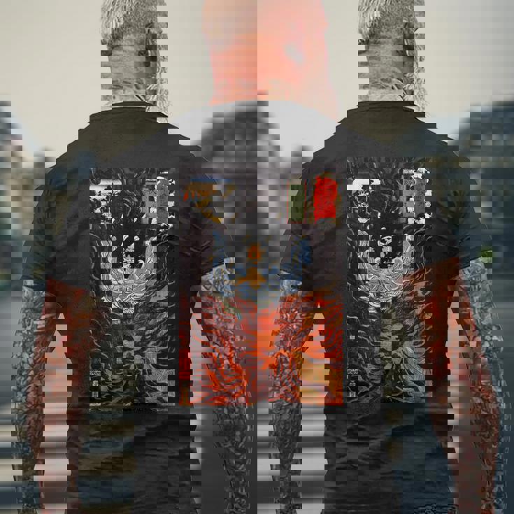 歌川国芳作 木曽街道六十九駅 メンズTシャツ バックプリント 高齢者への贈り物