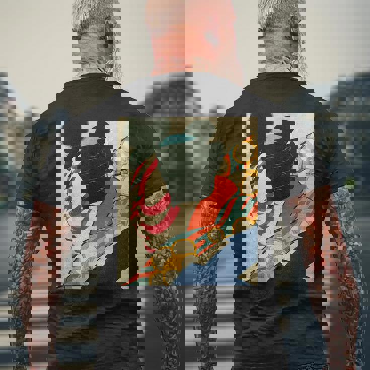 歌舞伎 かぶき 役者 日本美術 浮世絵 役者絵 名取春仙 七世松本幸四郎 梅王 メンズTシャツ バックプリント 高齢者への贈り物