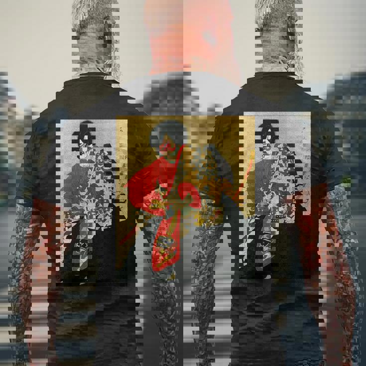 歌舞伎 俳優 日本劇出演者 四世片岡市蔵 上使の弁慶 役者絵 メンズTシャツ バックプリント 高齢者への贈り物