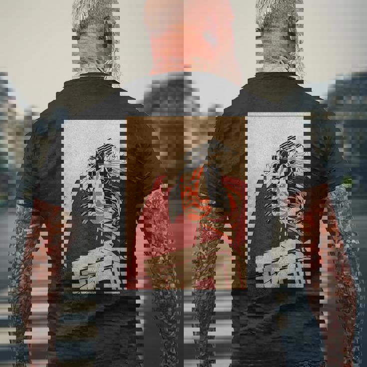 歌舞伎 役者 市川 團十郎 暫 しばらく勝川 春好江戸時代 役者絵 メンズTシャツ バックプリント 高齢者への贈り物