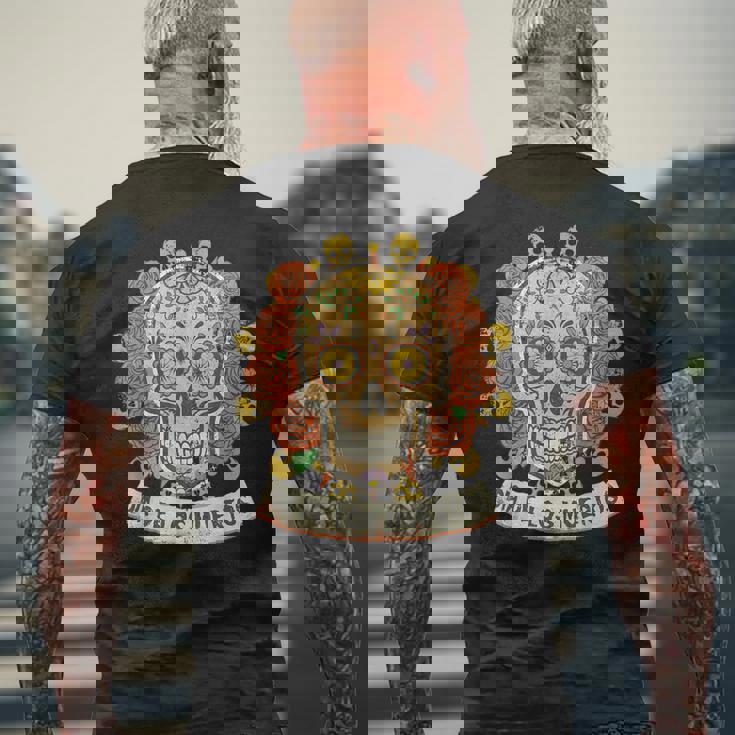 死者の日メキシカンシュガースカルフローラルセレブレーション メンズTシャツ バックプリント 高齢者への贈り物