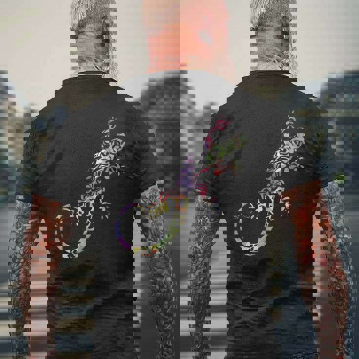 水彩絵の具トカゲ動物爬虫類恋人ヤモリ メンズTシャツ バックプリント 高齢者への贈り物