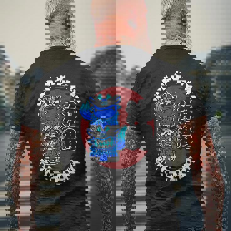 沖縄 ジャパン シーサー 守護ライオンズ 沖縄 日本語 漢字 メンズTシャツ バックプリント 高齢者への贈り物