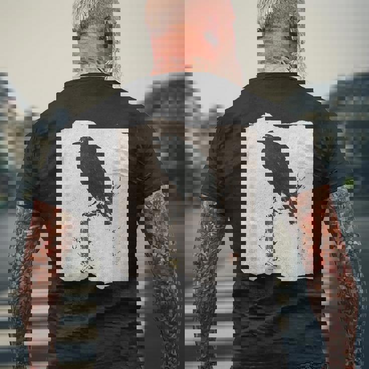 河鍋暁斎のカラス 浮世絵 日本画 日本文化 烏 メンズTシャツ バックプリント 高齢者への贈り物