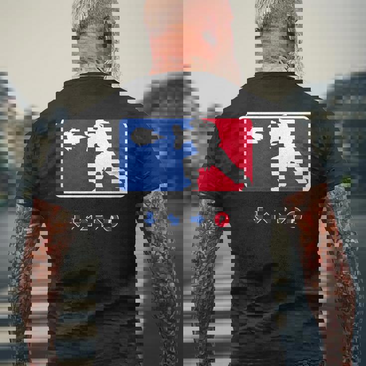 波動拳格闘スポーツリーグ-面白いアーケードゲーマー メンズTシャツ バックプリント 高齢者への贈り物