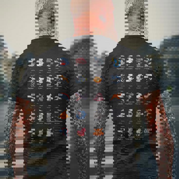 深海魚図鑑_文字白 メンズTシャツ バックプリント 高齢者への贈り物