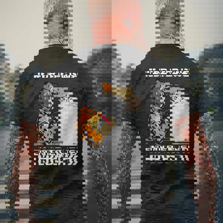 溶接工エンジニアにはヒーローが必要だから 面白すぎる溶接 メンズTシャツ バックプリント 高齢者への贈り物
