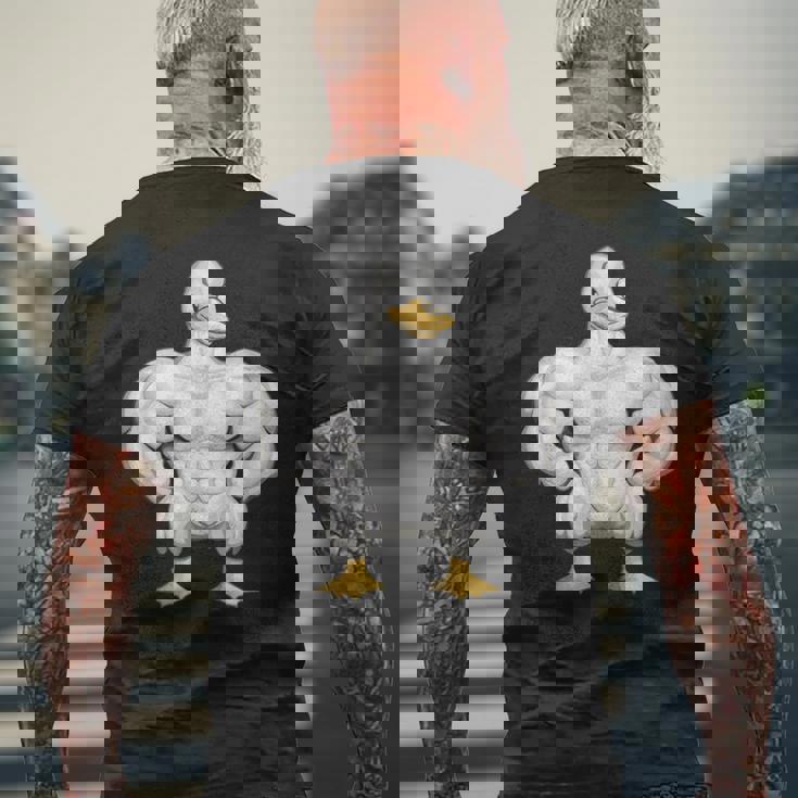 漫画の筋肉アヒル メンズTシャツ バックプリント 高齢者への贈り物