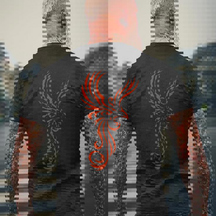 灰のタトゥー部族のモチーフから素晴らしいフェニックス。 メンズTシャツ バックプリント 高齢者への贈り物