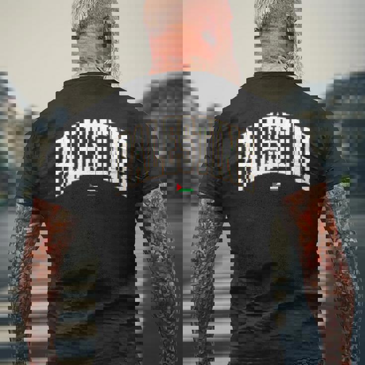 無料のパレスチナ大学代表チームフォント パレスチナの国旗を保存 メンズTシャツ バックプリント 高齢者への贈り物