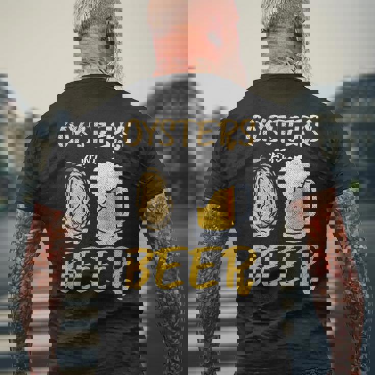 牡蠣とビール メンズTシャツ バックプリント 高齢者への贈り物