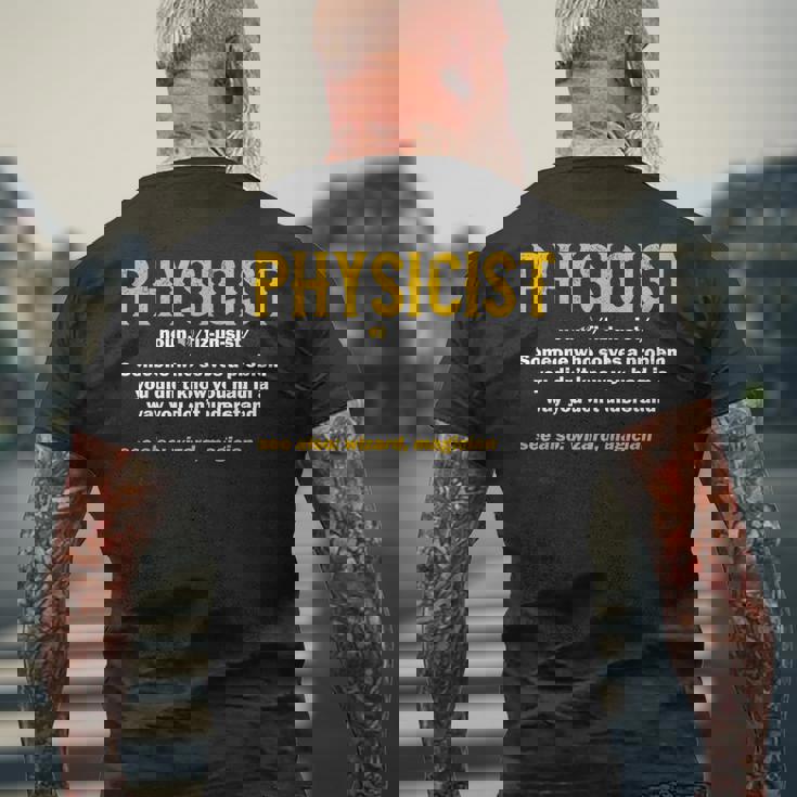 物理学者 定義 科学 オタク 面白い 魔法 メンズTシャツ バックプリント 高齢者への贈り物
