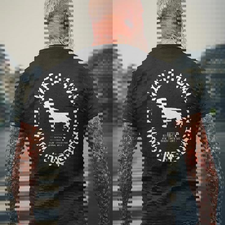 犬 おもしろ おしゃれ イヌ 可愛い ダックスフンド ミニチュアダックス シルエット メンズTシャツ バックプリント 高齢者への贈り物