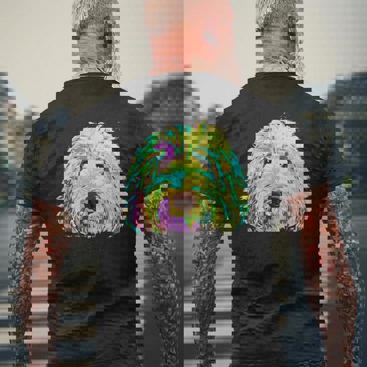 犬 カラフル ラブラドゥードル メンズTシャツ バックプリント 高齢者への贈り物