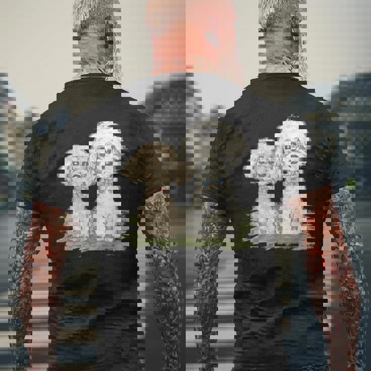 犬 トイプードル かわいい いぬ 子犬 ペット おもしろ 動物 イラスト メンズTシャツ バックプリント 高齢者への贈り物