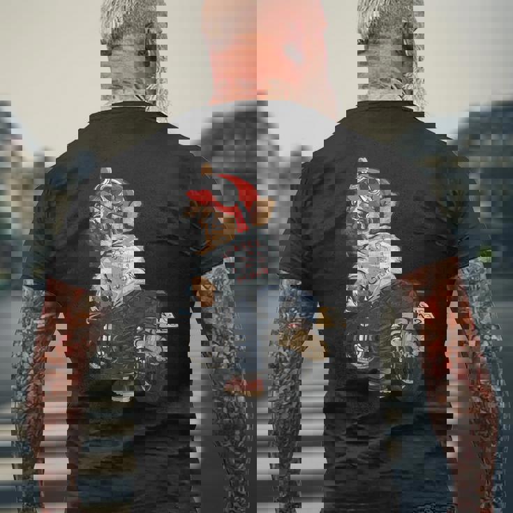 犬 おもしろ バイク オートバイ ライダース バイカー 面白い いぬ メンズTシャツ バックプリント 高齢者への贈り物