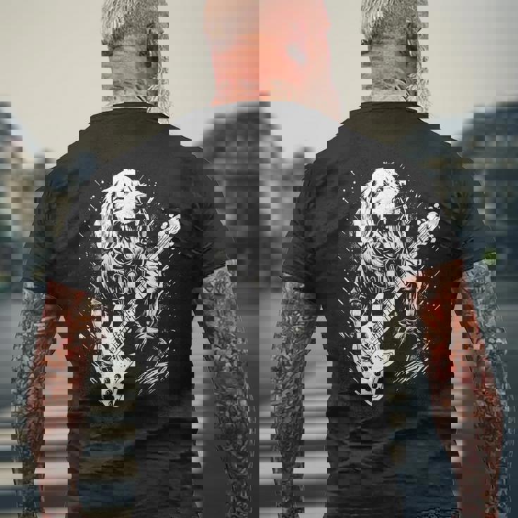 犬 演奏 ベース ギター シャツ 男性用 動物 ギターを弾く メンズTシャツ バックプリント 高齢者への贈り物