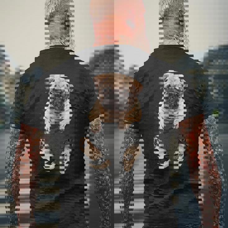 犬好き ギフト パグ イン バッグ メンズTシャツ バックプリント 高齢者への贈り物