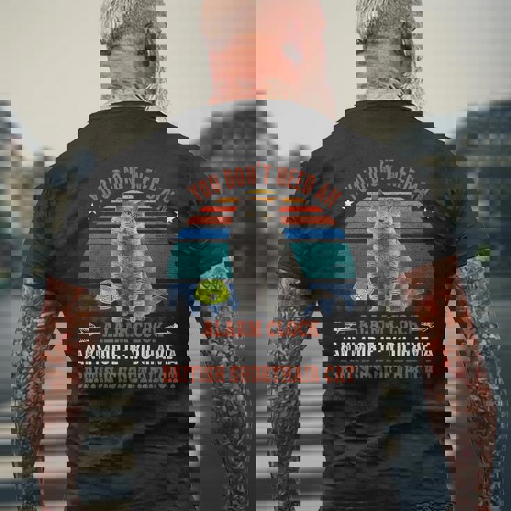 猫 ブリティッシュショートヘア 猫 メンズTシャツ バックプリント 高齢者への贈り物