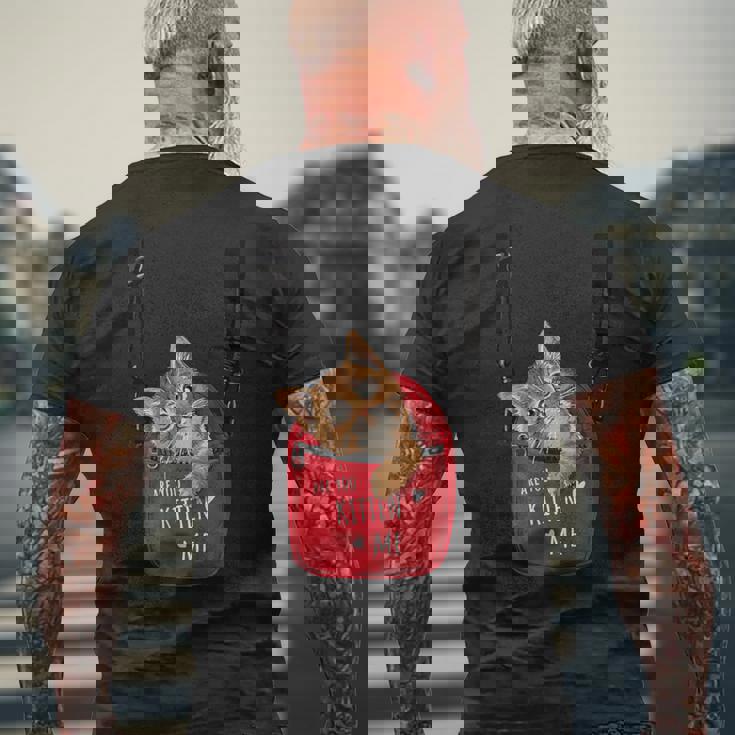 猫 かわいい ポシェット ねこ 面白い ネコ メンズTシャツ バックプリント 高齢者への贈り物