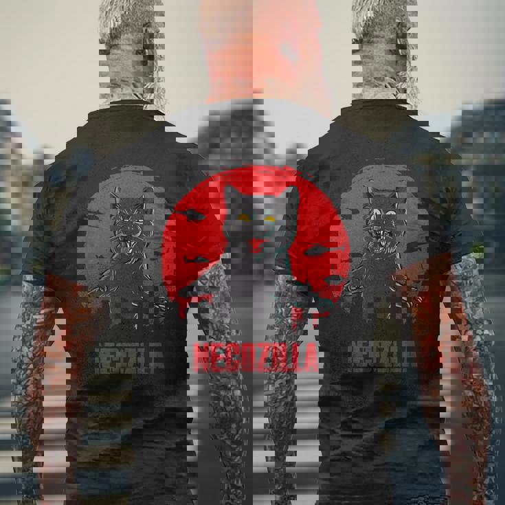 猫 おもしろ ねこ ジョーク 面白い 映画 パロディ メンズTシャツ バックプリント 高齢者への贈り物