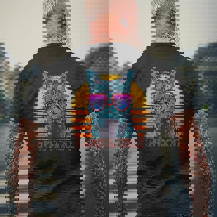 猫 ねこねこ サンタクルーズ カリフォルニア州 レトロ メンズTシャツ バックプリント 高齢者への贈り物