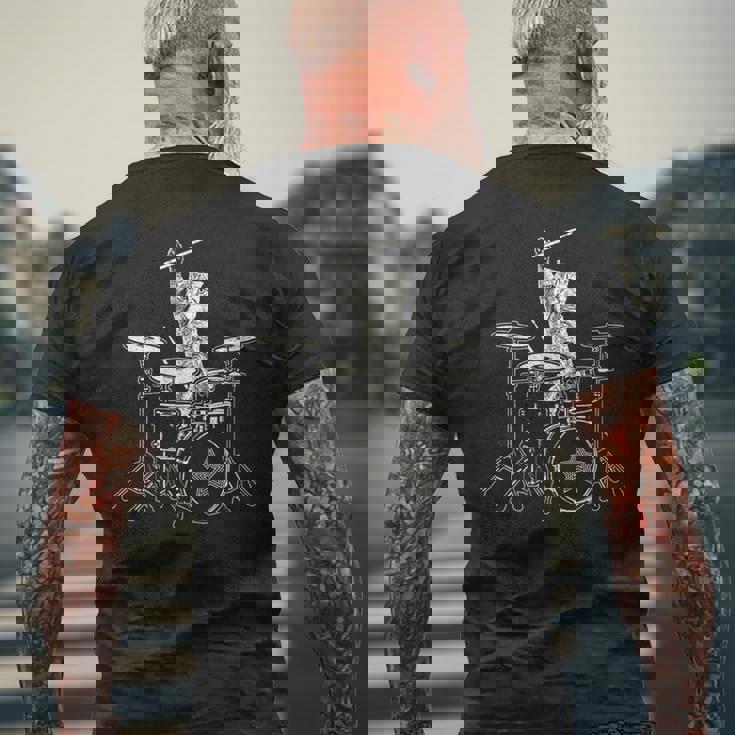 猫 ドラマー 動物ドラマー 猫 演奏 ドラム ドラムプレーヤー 長袖tシャツ メンズTシャツ バックプリント 高齢者への贈り物