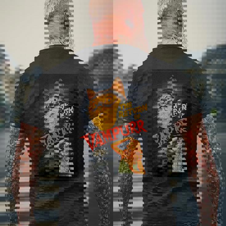 猫 吸血鬼 クラシック ホラー 映画 ファニー グラフィック シャツ メンズTシャツ バックプリント 高齢者への贈り物