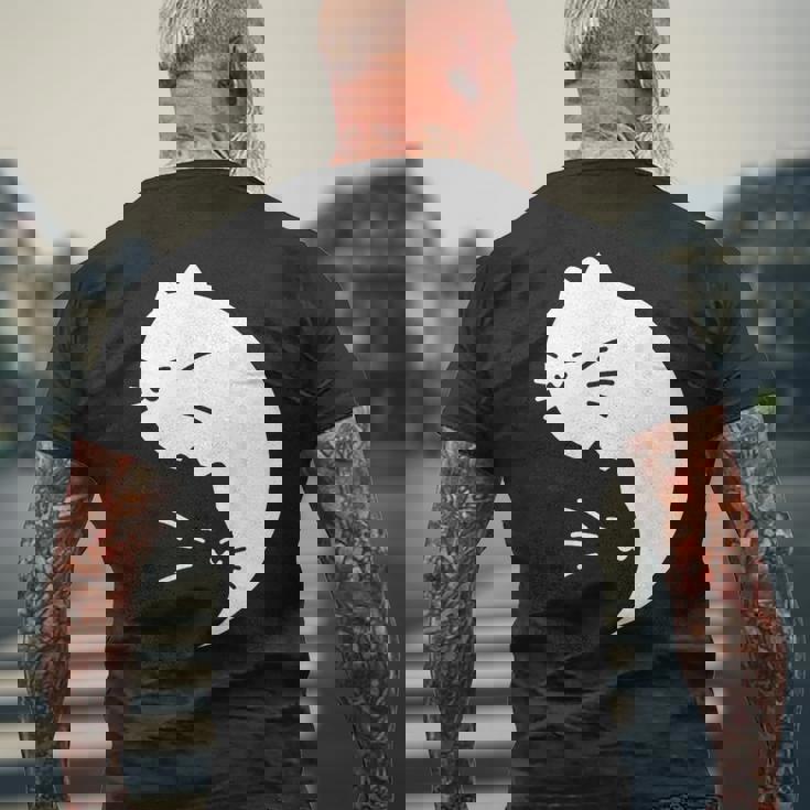 猫 陰陽 反対 調和 エネルギー 子猫 メンズTシャツ バックプリント 高齢者への贈り物