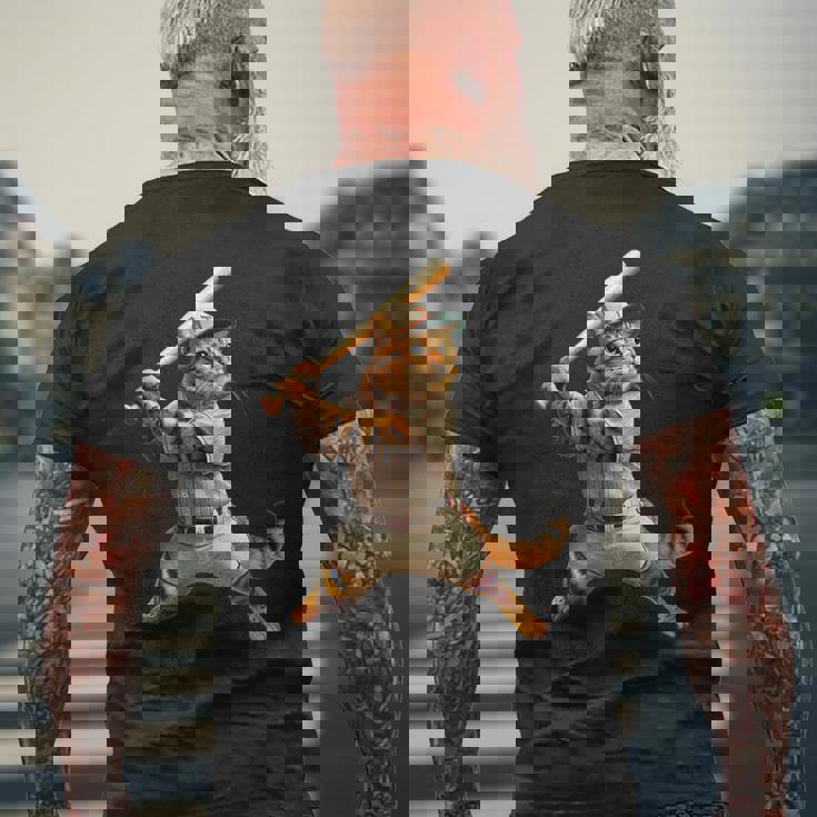 猫 面白いtシャツ 野球 ネコ ベースボール おもしろ 服 ネタ メンズ 野球部 おもしろグッズ 大人 子供 メンズTシャツ バックプリント 高齢者への贈り物